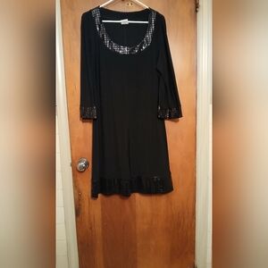 Blu Sage Black Dress with Sequin Trim